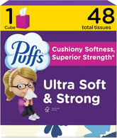 Puffs Facial Tissues Ultra Soft, 1 Cube Box, 48 Facial Tissues per Box, Allergies and Colds (Packaging May Vary)