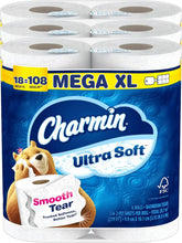 Charmin Ultra Soft Toilet Paper, 18 Mega XL Rolls = 108 Regular Rolls