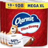 Charmin Ultra Strong Toilet Paper, 18 Mega XL = 108 Regular