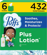Puffs Facial Tissue Plus Lotion, Mega Cube Box, 72 Tissues Per Box, 6 Count