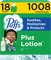 Puffs Facial Tissues Plus Lotion, 18 Cube Boxes, 56 Facial Tissues per Box, Allergies and Colds (Packaging May Vary)