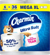 Charmin Ultra Soft Toilet Paper, 6 Mega XL Rolls = 36 Regular Rolls