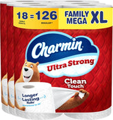 Charmin Ultra Strong Clean Touch Toilet Paper, 18 Family Mega XL Rolls = 126 Regular Rolls