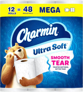 Charmin Ultra Soft Toilet Paper, 12 Mega Rolls = 24 Regular Rolls, 2-ply Bath Tissue