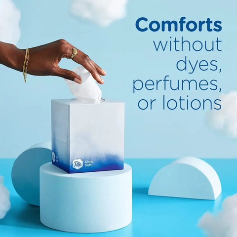 Puffs Facial Tissues Ultra Soft, 1 Cube Box, 48 Facial Tissues per Box, Allergies and Colds (Packaging May Vary)