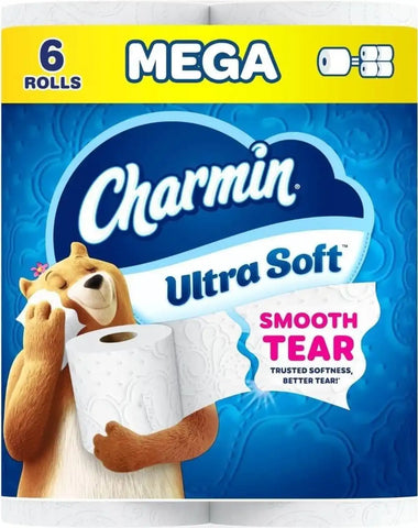 Charmin Ultra Soft Toilet Paper, 6 Mega Rolls = 24 Regular Rolls