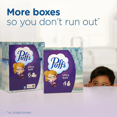 Puffs Facial Tissues Ultra Soft, 1 Cube Box, 48 Facial Tissues per Box, Allergies and Colds (Packaging May Vary)