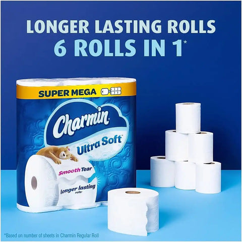 Charmin Ultra Soft Toilet Paper 6 Mega XL Rolls, 336 Sheets Per Roll (Packaging May Vary)