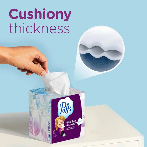 Puffs Ultra Soft Facial Tissuess, Mega Cube, 72 Facial Tissues Per Box, 6 Count