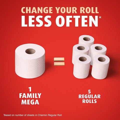 Charmin Ultra Strong Clean Touch 2-Ply Toilet Paper, 18 Family Mega Rolls = 90 Regular Rolls, White