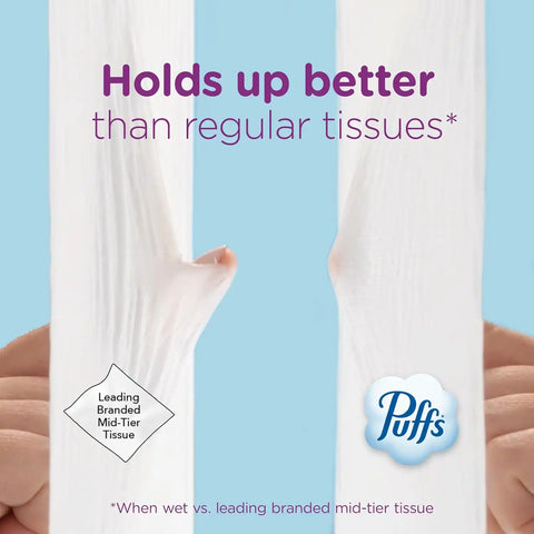 Puffs Facial Tissue Ultra Soft Non-Lotion, 8 Rectangle Boxes, 124 Facial Tissues per Box, Allergies and Colds (Packaging May Vary)
