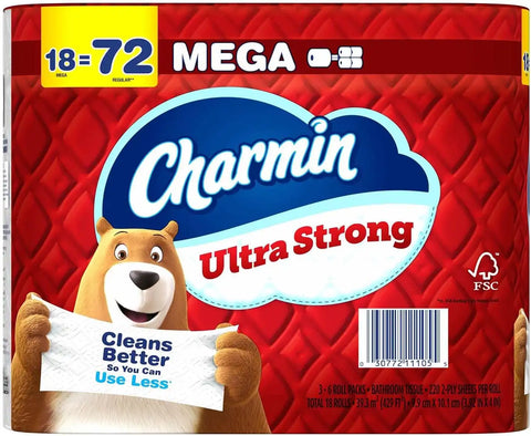 Charmin Ultra Strong Toilet Paper 18 Mega Rolls, 220 Sheets Per Roll