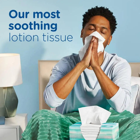 Puffs Plus Lotion Facial Tissue, 48 Tissues, Pack of 4 | Cube Box