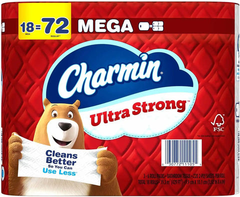 Charmin Ultra Strong Toilet Paper 18 Mega Rolls, 220 Sheets Per Roll