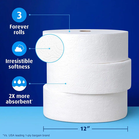 Charmin Toilet Paper Ultra Soft, 3 Forever Rolls Refill Rolls, 2-ply Bath Tissue, 3 Rolls