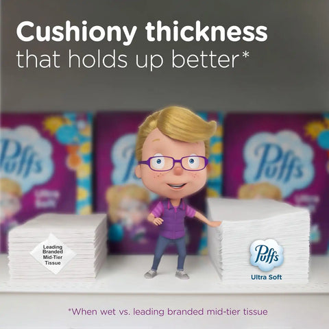 Puffs Facial Tissue Ultra Soft Non-Lotion, 10 Cube Boxes, 56 Facial Tissues per Box, Allergies and Colds (Packaging May Vary)