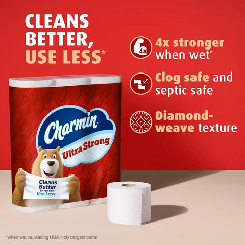 Charmin Toilet Paper Ultra Strong, 12 Mega Rolls = 48 Regular Rolls, 2-ply Bath Tissue