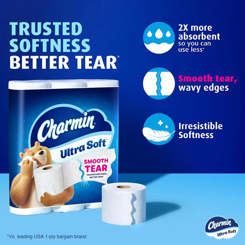 Charmin Ultra Soft Toilet Paper, 9 Mega XL Rolls = 54 Regular Rolls, 2-ply Bath Tissue