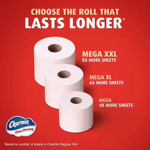 Charmin Toilet Paper Ultra Strong, 12 Mega Rolls = 48 Regular Rolls, 2-ply Bath Tissue