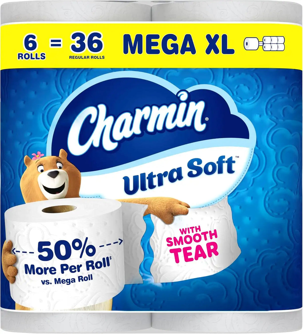 Charmin Ultra Soft Toilet Paper, 6 Mega XL Rolls = 36 Regular Rolls
