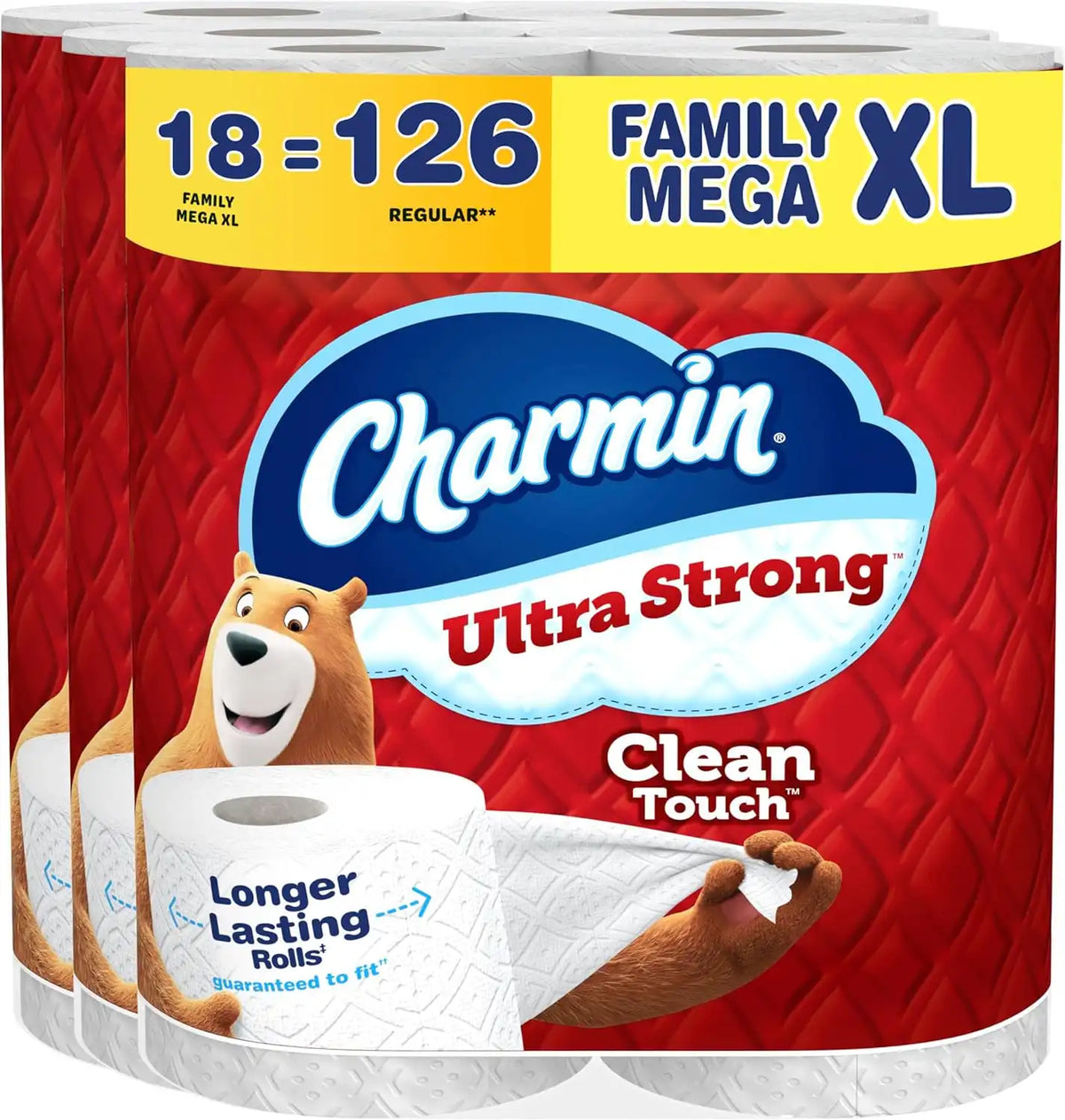 Charmin Ultra Strong Clean Touch Toilet Paper, 18 Family Mega XL Rolls = 126 Regular Rolls