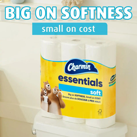 Charmin Essentials Soft Toilet Paper 6 Mega Rolls, 330 sheets per roll (Pack of 3)