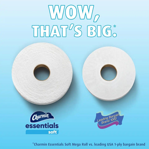 Charmin Essentials Soft Toilet Paper 6 Mega Rolls, 330 sheets per roll (Pack of 3)